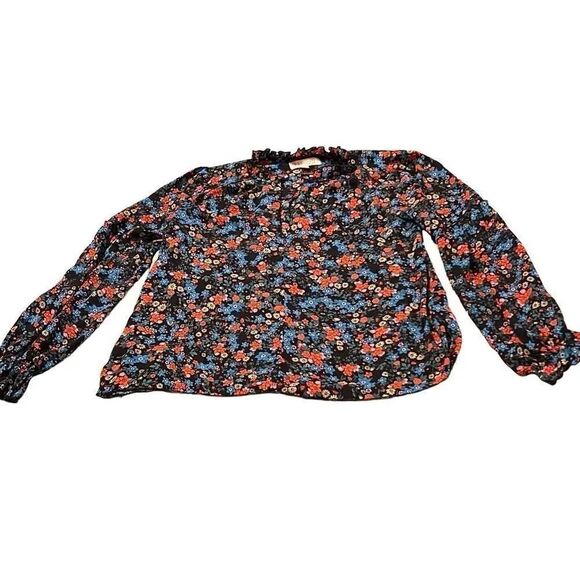 Philosophy Tops - Philosophy Women's Multicolor Long Sleeve Floral Ruffle Neck Blouse Medium